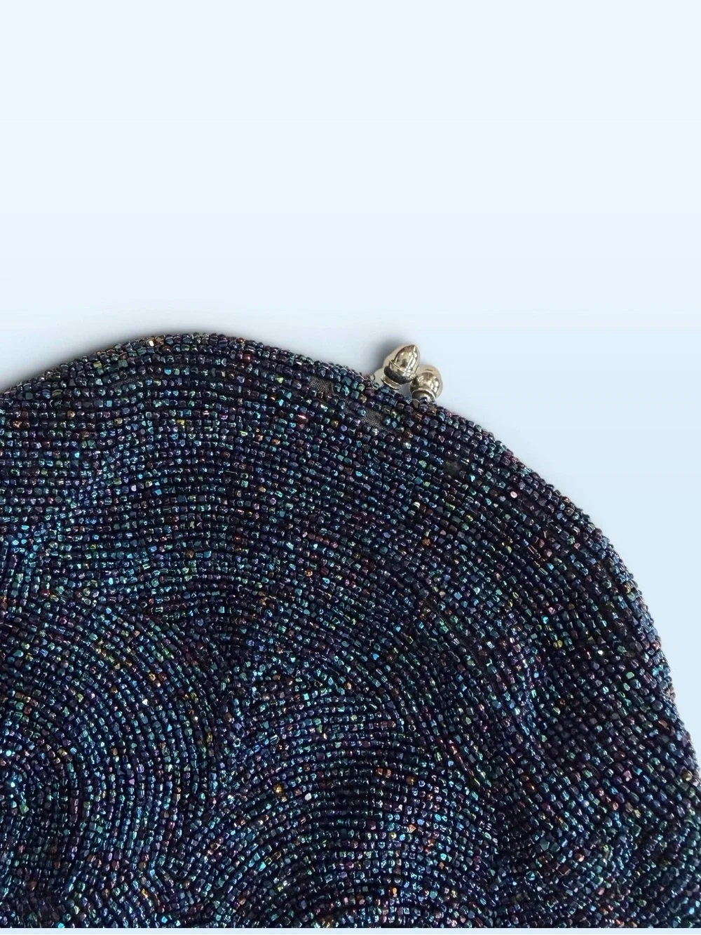 Hand Crafted In Belgium Navy Beaded Evening Clutch